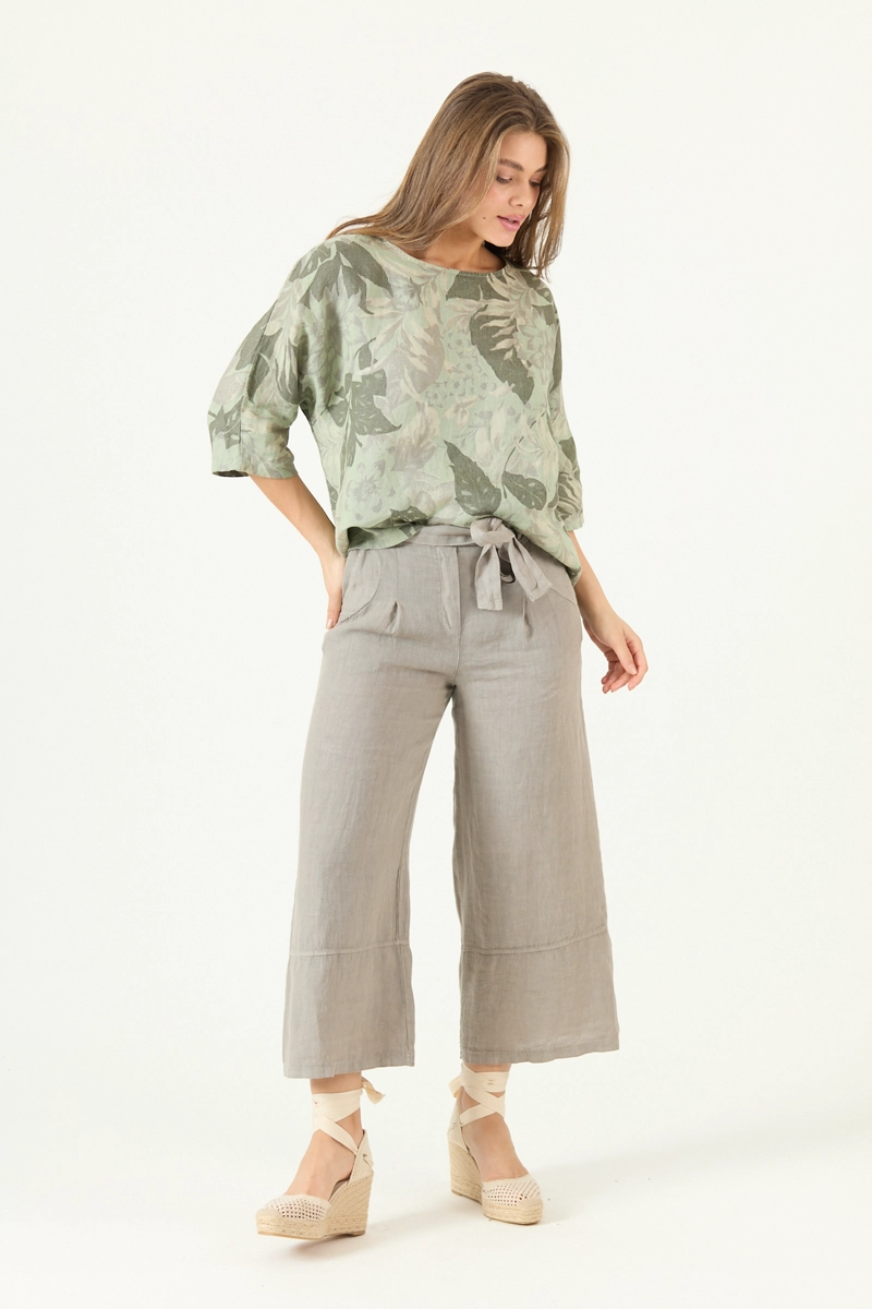 BLUSA DE LINO ESTAMPADA VERDE COD 4517765 - 2