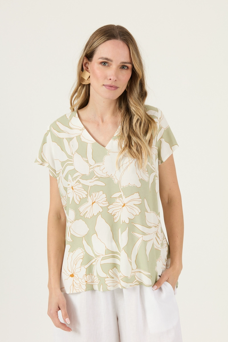 BLUSA ESTAMPADA VERDE CLARO COD 4516665 - 2