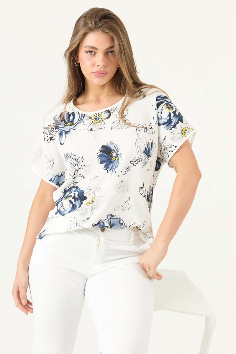 BLUSA ESTAMPADA AZUL COD 4517785 - 1