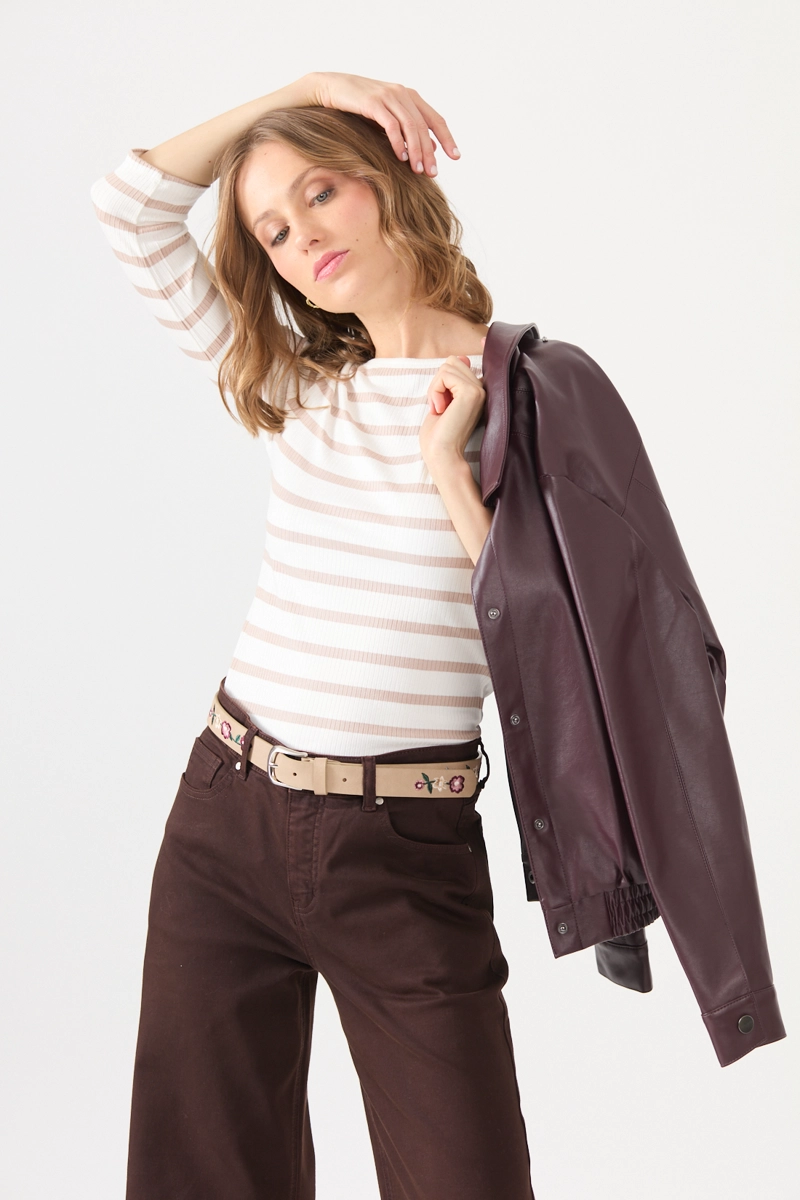 POLERA LISTADO BEIGE COD 2726076 - 1