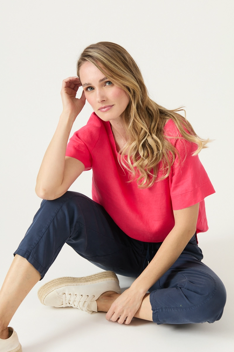 BLUSA DE LINO FUCSIA COD 4517025 - 1