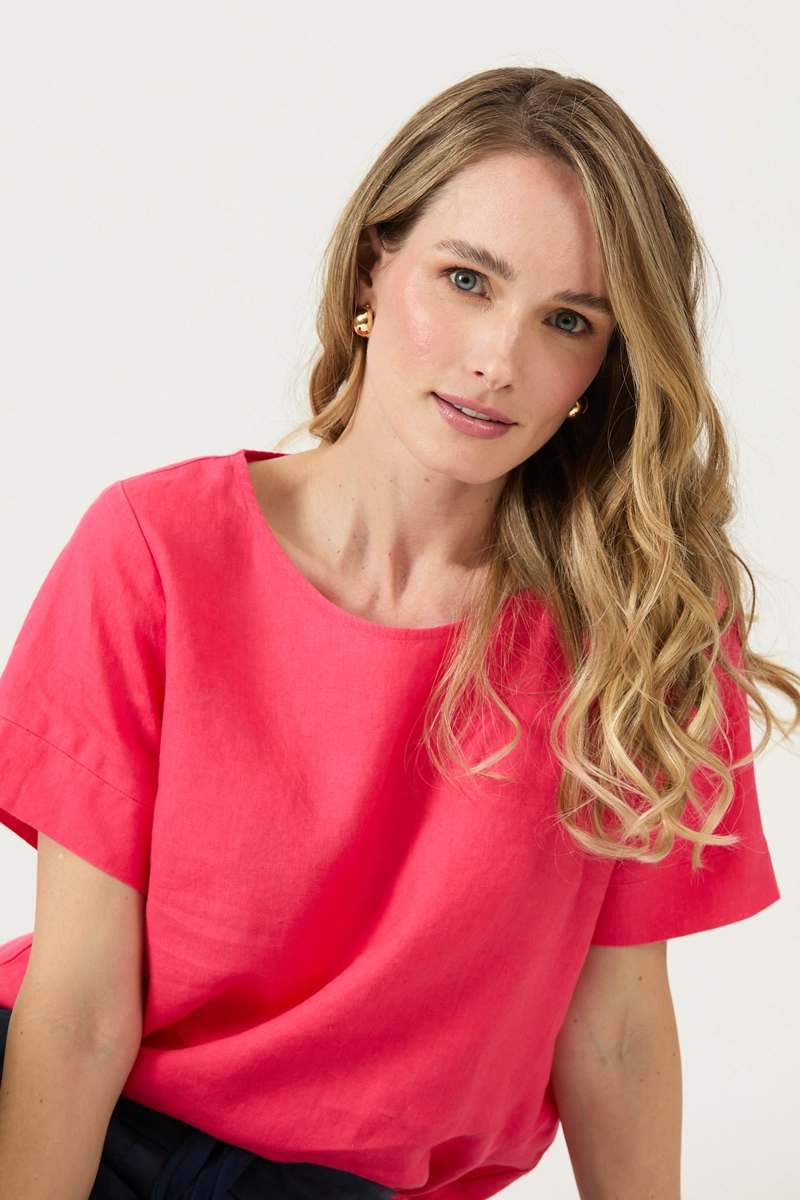 BLUSA DE LINO FUCSIA COD 4517025 - 2
