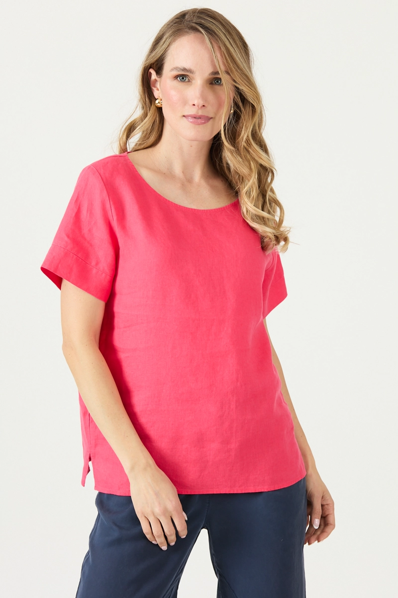 BLUSA DE LINO FUCSIA COD 4517025 - 3