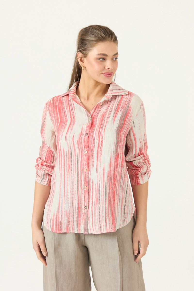 BLUSA DE LINO ESTAMPADA ROJA COD 4517935 - 3