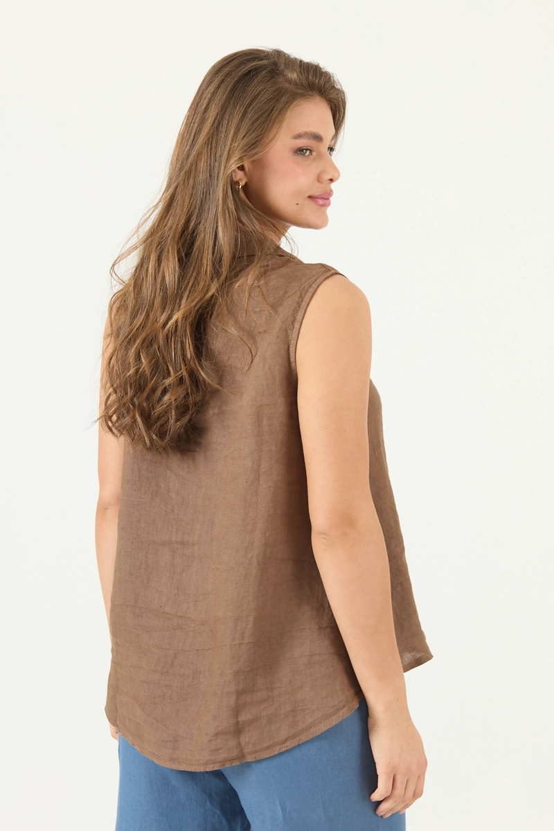 BLUSA DE LINO CAFE  COD 4517425 - 5