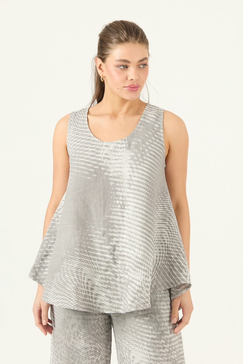BLUSA DE LINO ESTAMPADA GRIS COD 4518075 - 2