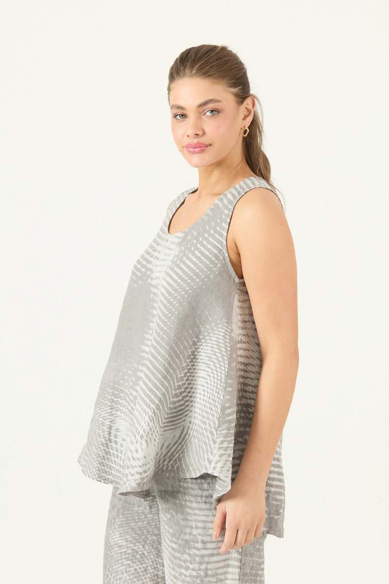 BLUSA DE LINO ESTAMPADA GRIS COD 4518075 - 3