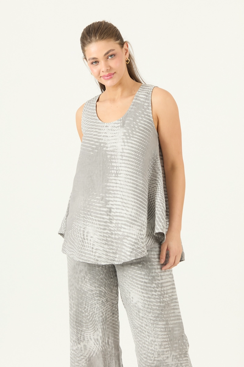 BLUSA DE LINO ESTAMPADA GRIS COD 4518075 - 5