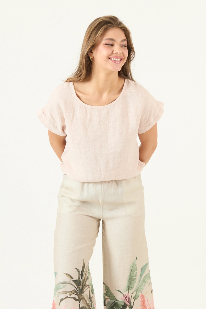 BLUSA DE LINO ROSA COD 4517405 - 1