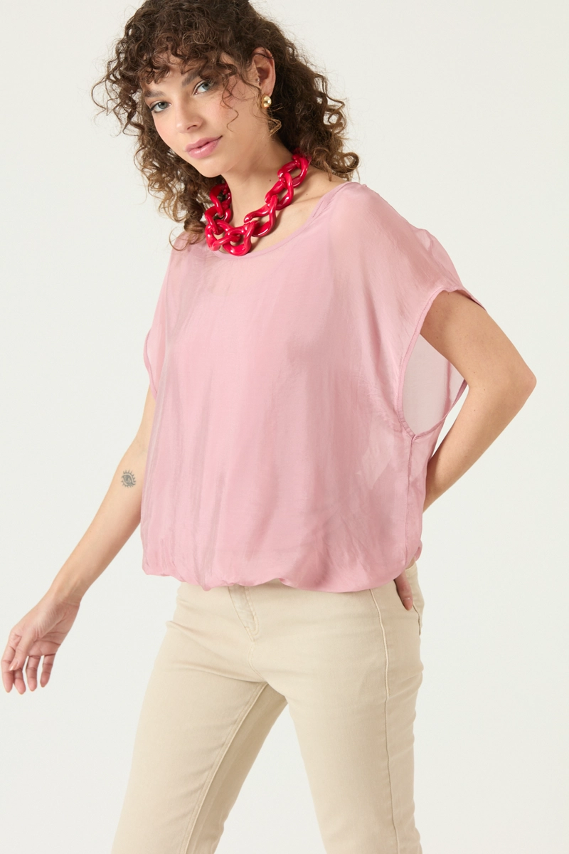 BLUSA CON SEDA ROSA COD 4517465 - 1