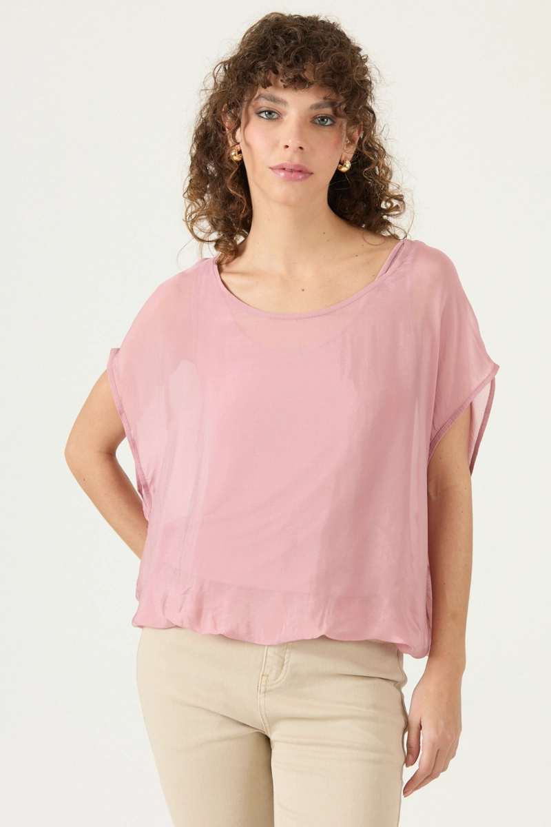 BLUSA CON SEDA ROSA COD 4517465 - 3