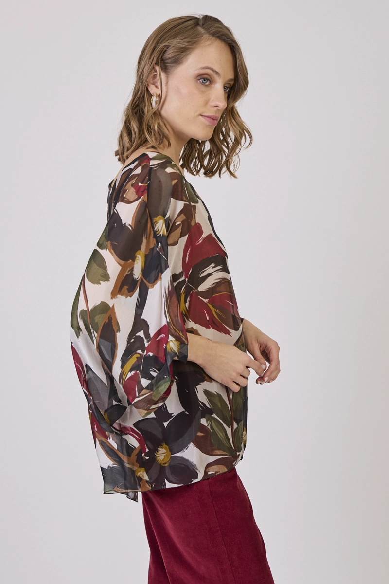 BLUSA CON SEDA ESTAMPLADO MULTICOLOR COD 4521476 - 3