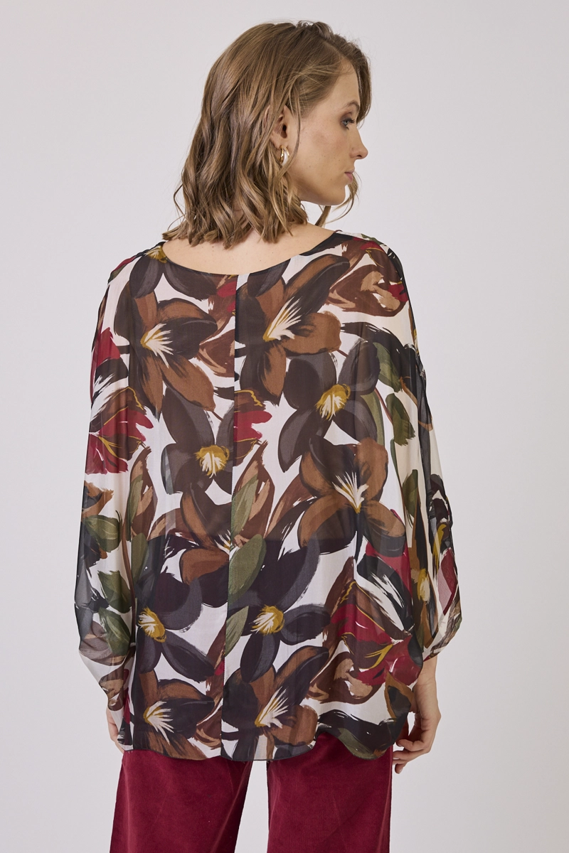 BLUSA CON SEDA ESTAMPLADO MULTICOLOR COD 4521476 - 4