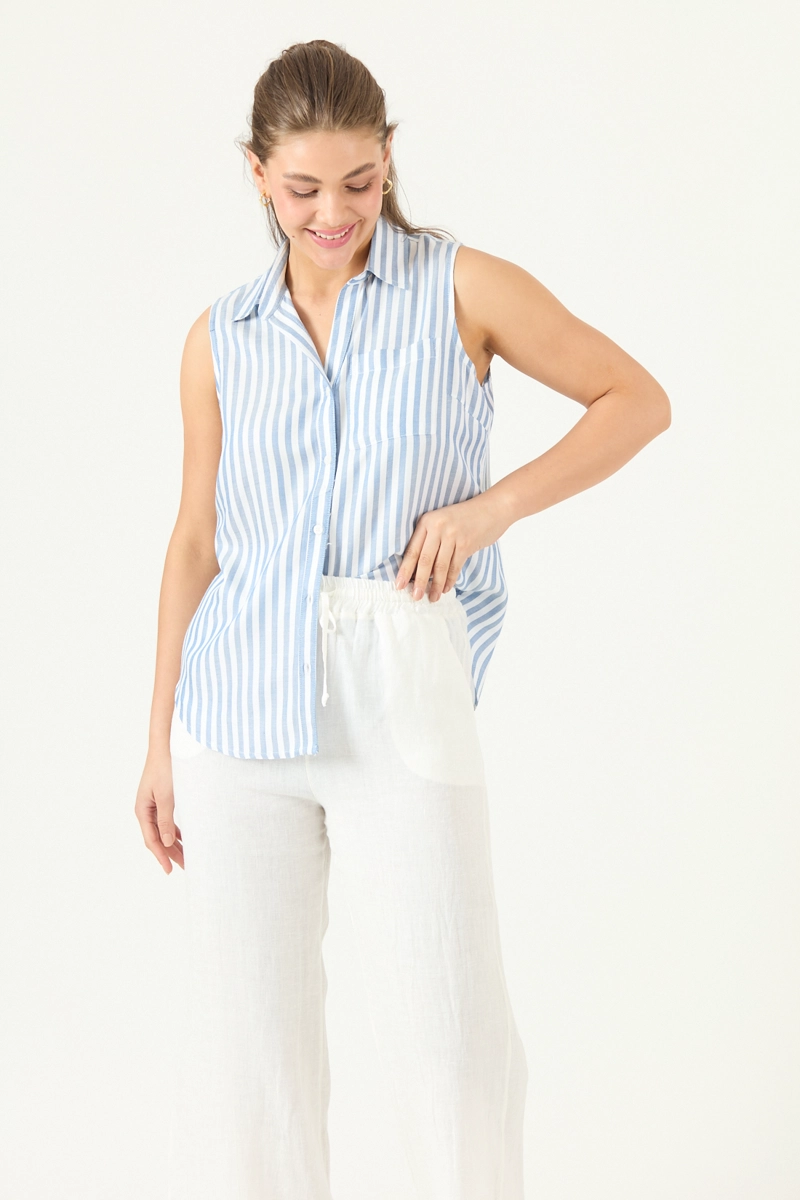 BLUSA RAYAS CELESTE COD 4516165 - 1
