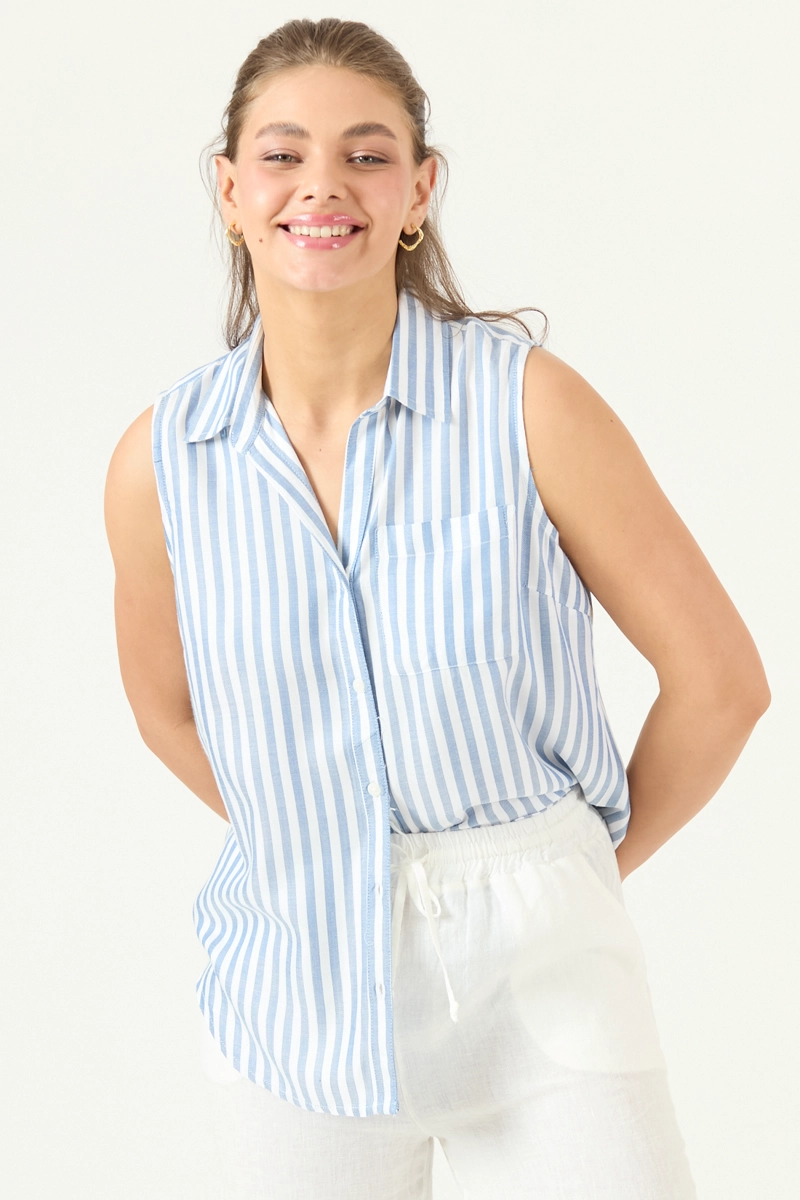 BLUSA RAYAS CELESTE COD 4516165 - 2