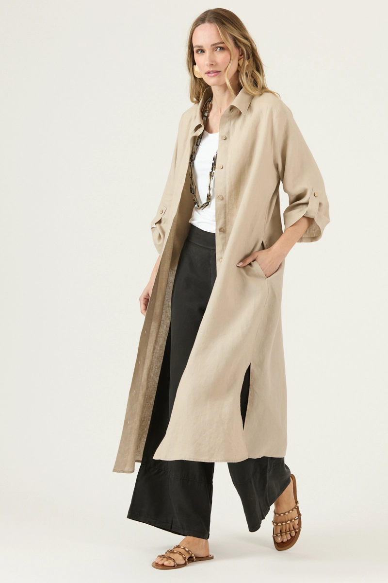 VESTIDO DE LINO BEIGE COD 4005325 - 1