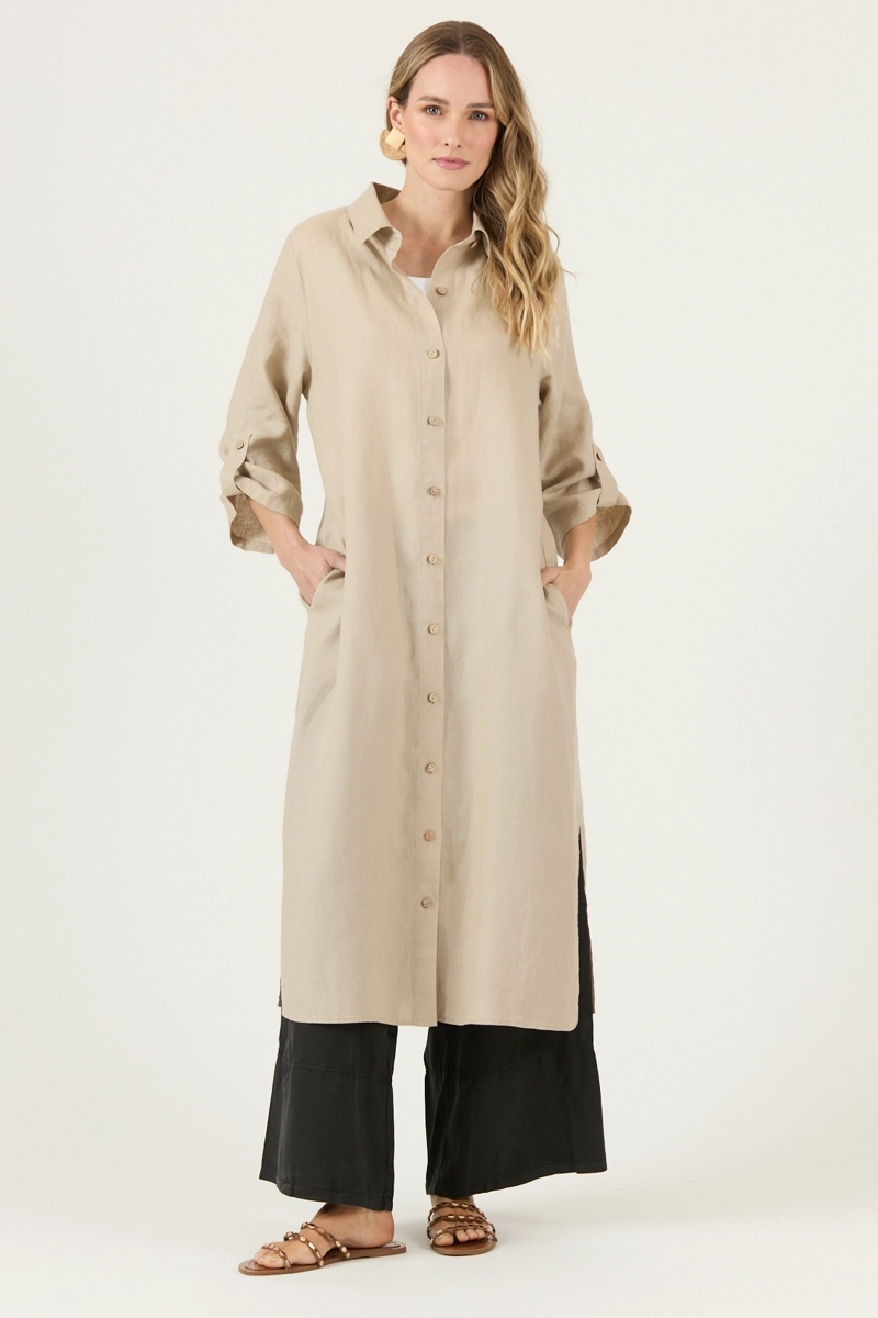 VESTIDO DE LINO BEIGE COD 4005325 - 3