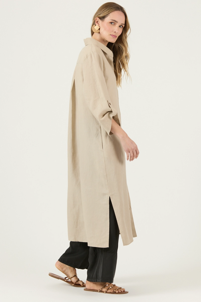 VESTIDO DE LINO BEIGE COD 4005325 - 4