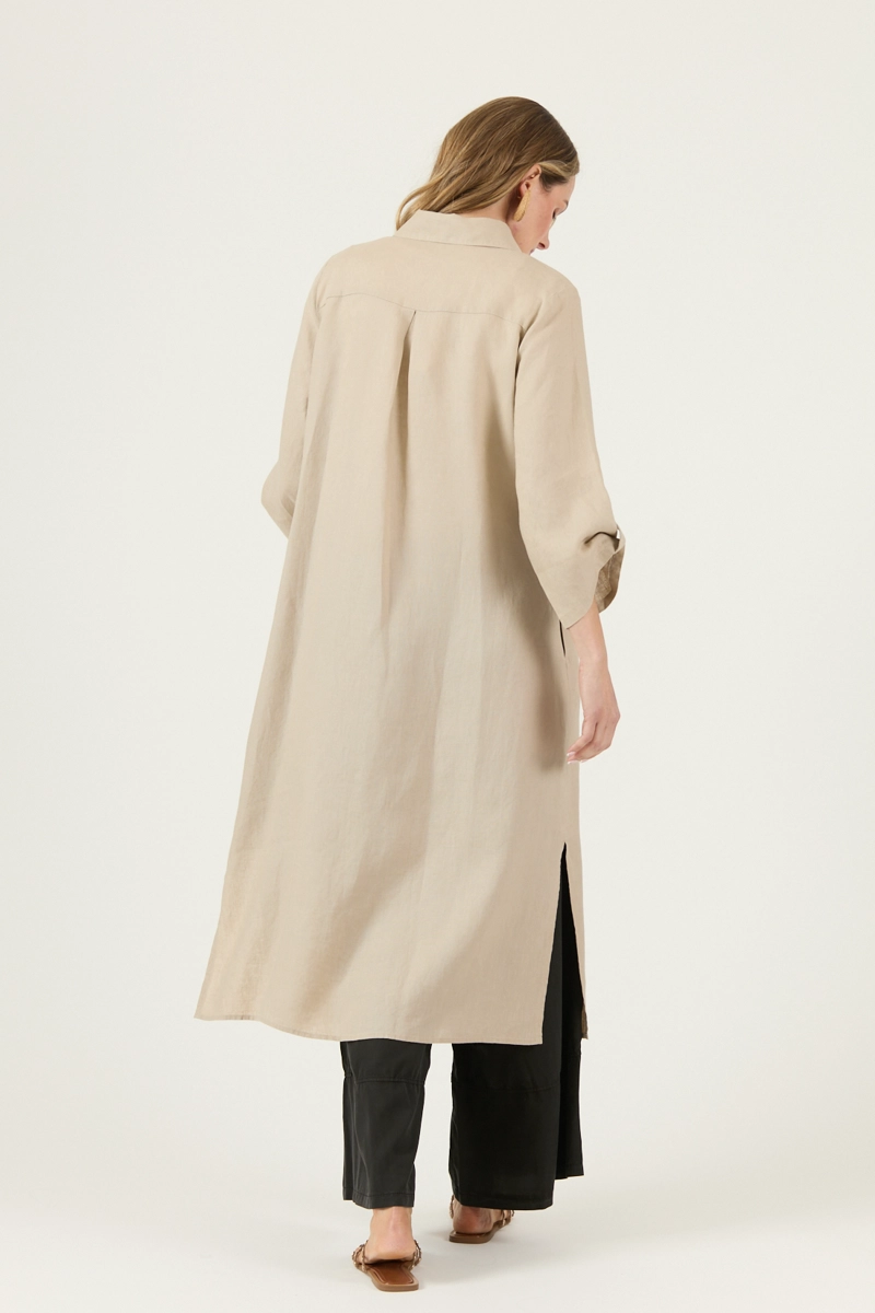 VESTIDO DE LINO BEIGE COD 4005325 - 5