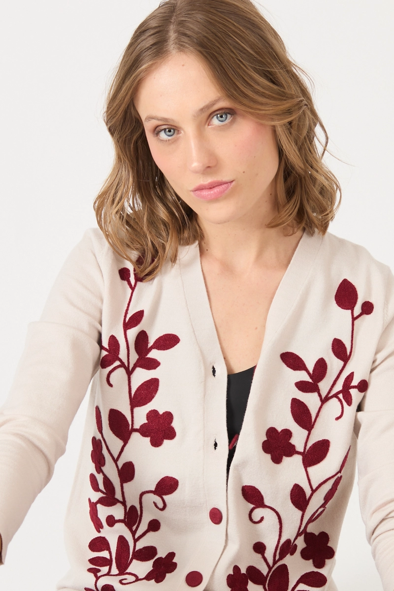 CARDIGAN CON BORDADOS CRUDO COD 5414246 - 2
