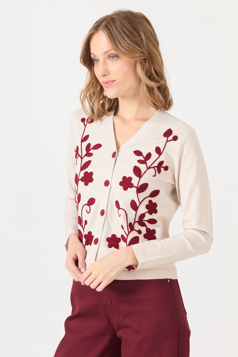 CARDIGAN CON BORDADOS CRUDO COD 5414246 - 4
