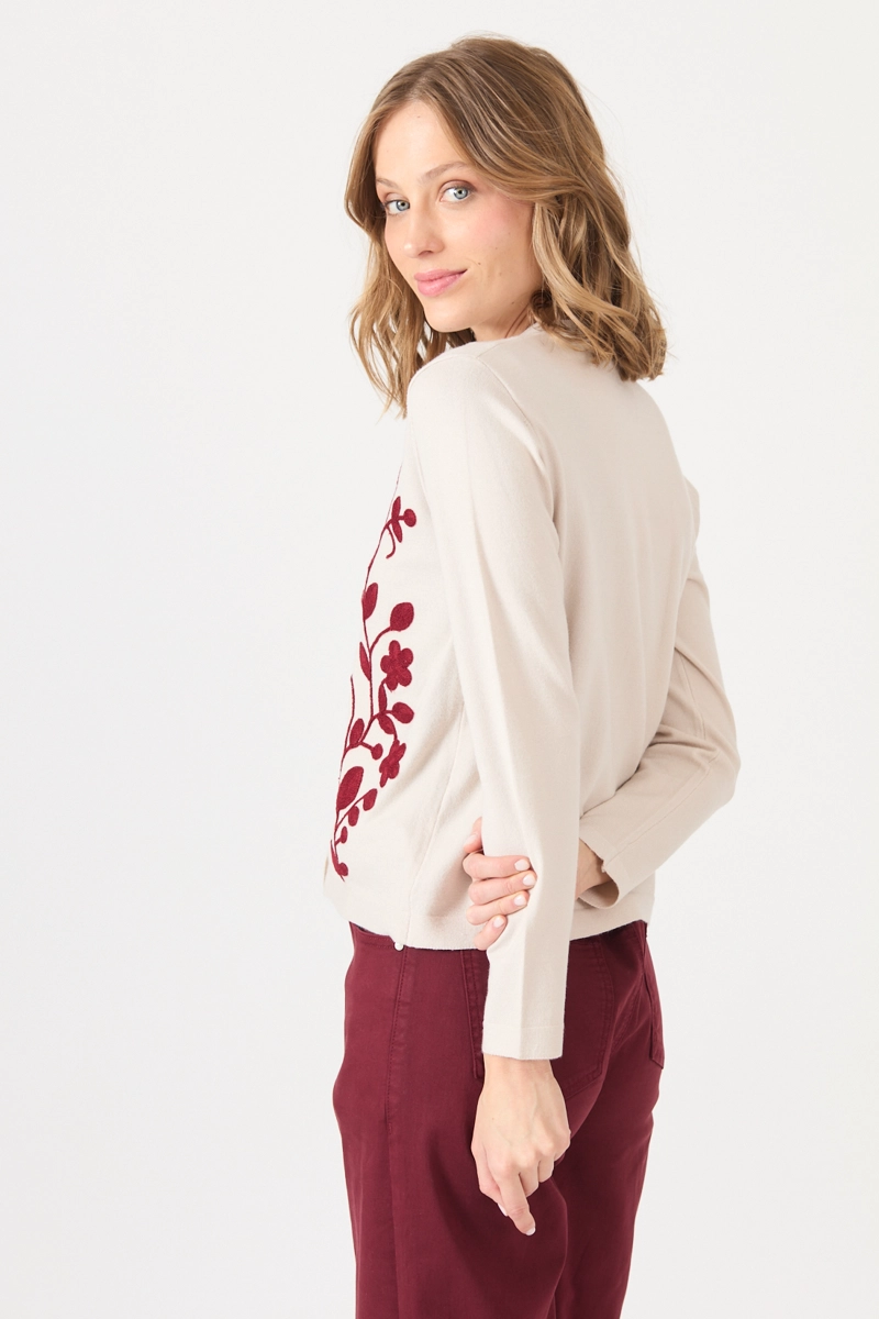 CARDIGAN CON BORDADOS CRUDO COD 5414246 - 5