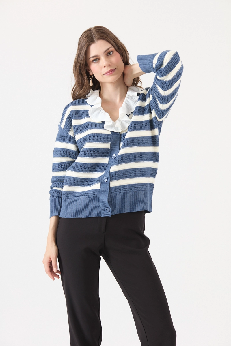 CARDIGAN LISTADO AZUL COD 5414516 - 1