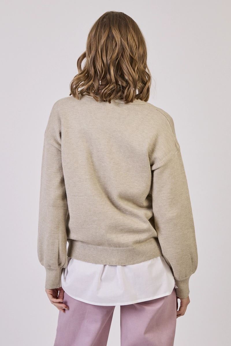 CARDIGAN CON FLORES BEIGE COD 5414136 - 4