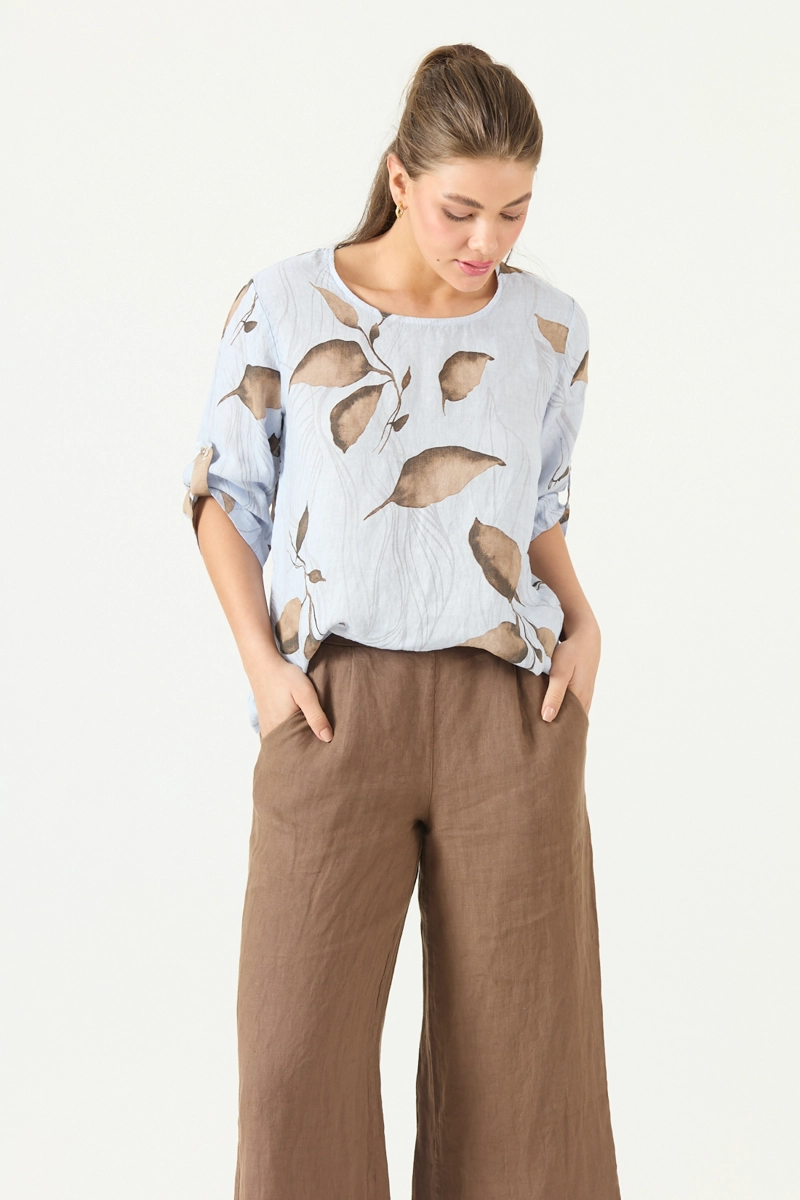 BLUSA DE LINO ESTAMPADA VISON COD 4517985 - 1