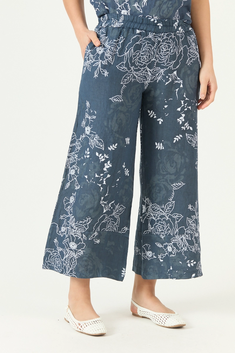 PANTALON DE LINO STRAIGHT ESTAMPADO AZUL MARINO COD 2013865 - 3