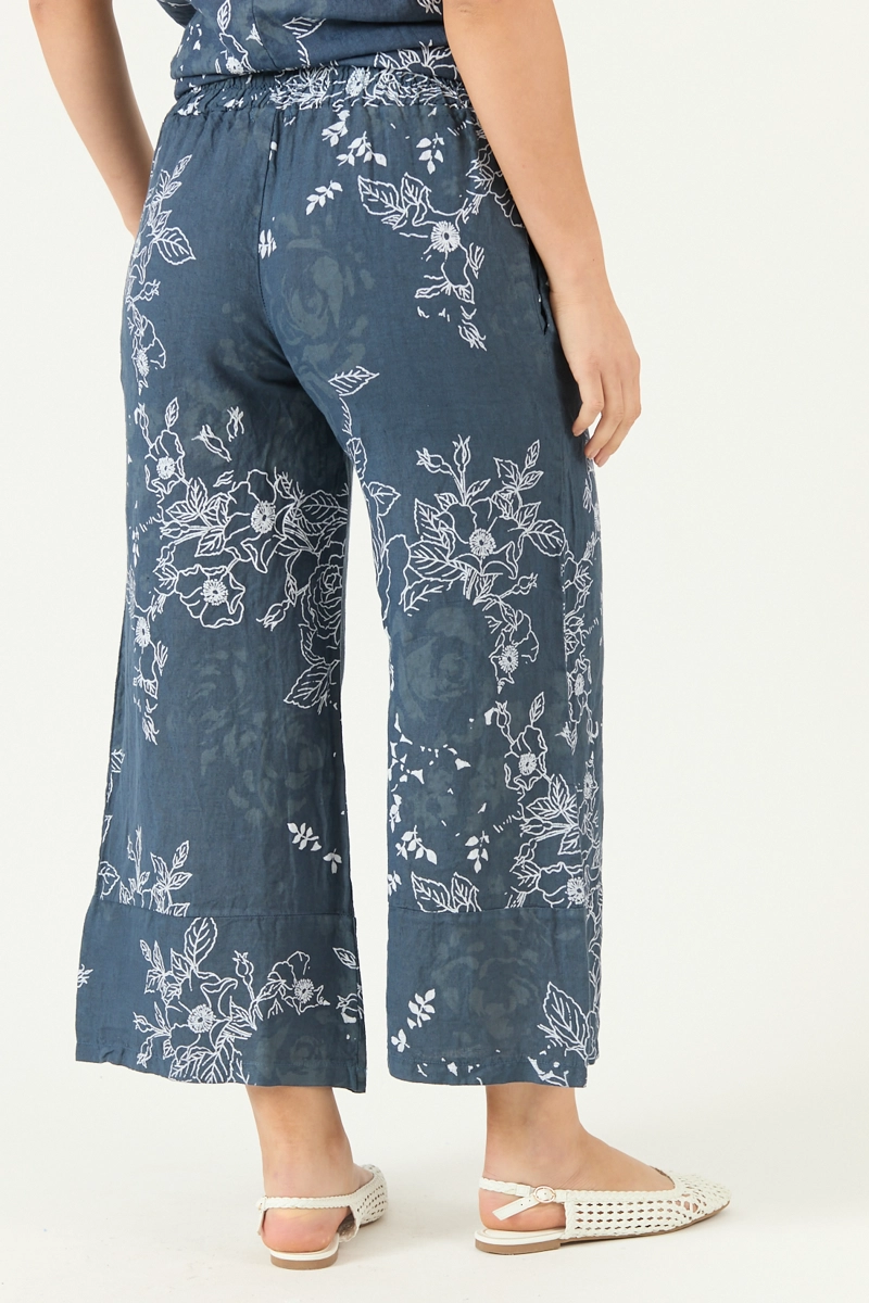PANTALON DE LINO STRAIGHT ESTAMPADO AZUL MARINO COD 2013865 - 4