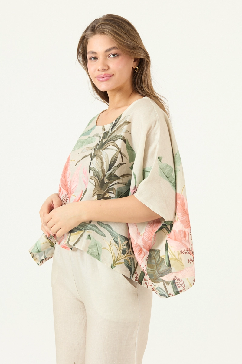 BLUSA DE LINO ESTAMPADA VISON COD 4517395 - 4