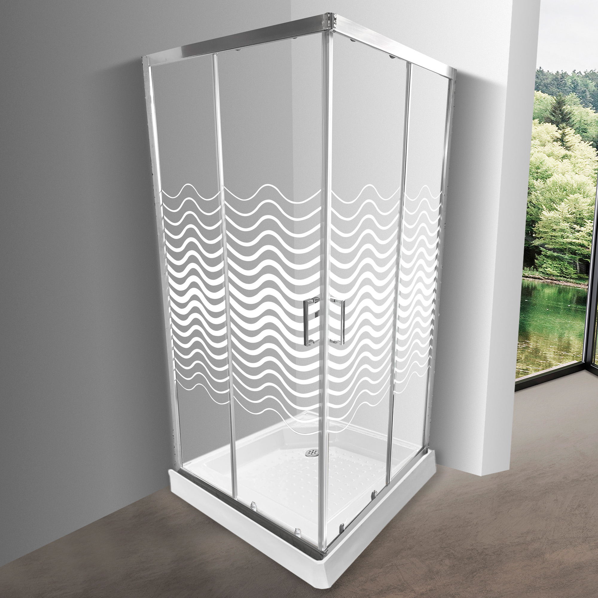 SHOWER DOOR ELEGANT JOYTEK LÍNEAS CURVAS CON RECEPTÁCULO 90X90 CM - 1