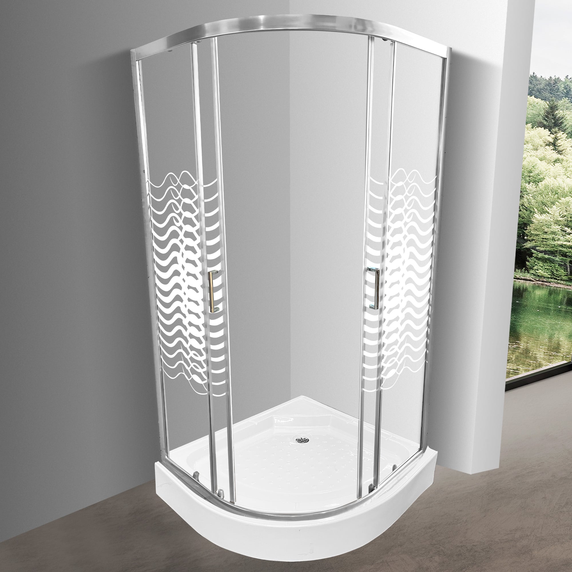 SHOWER 90X90 CURVO ELEGANT JOYTEK LÍNEAS CURVAS CON RECEPTÁCULO - 2