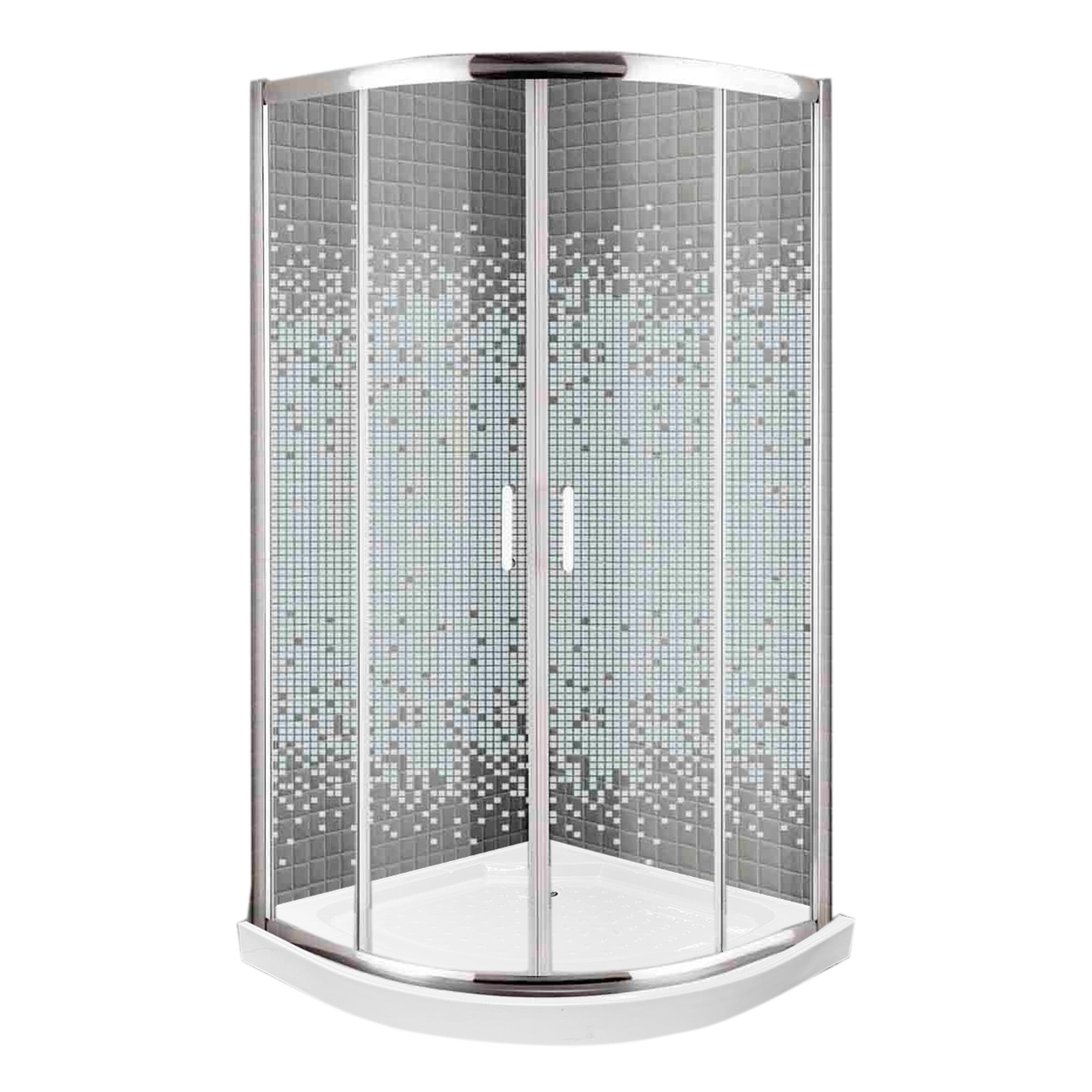 SHOWER 90X90 CURVO ELEGANT JOYTEK MOSAICO BLANCO CON RECEPTÁCULO - 2