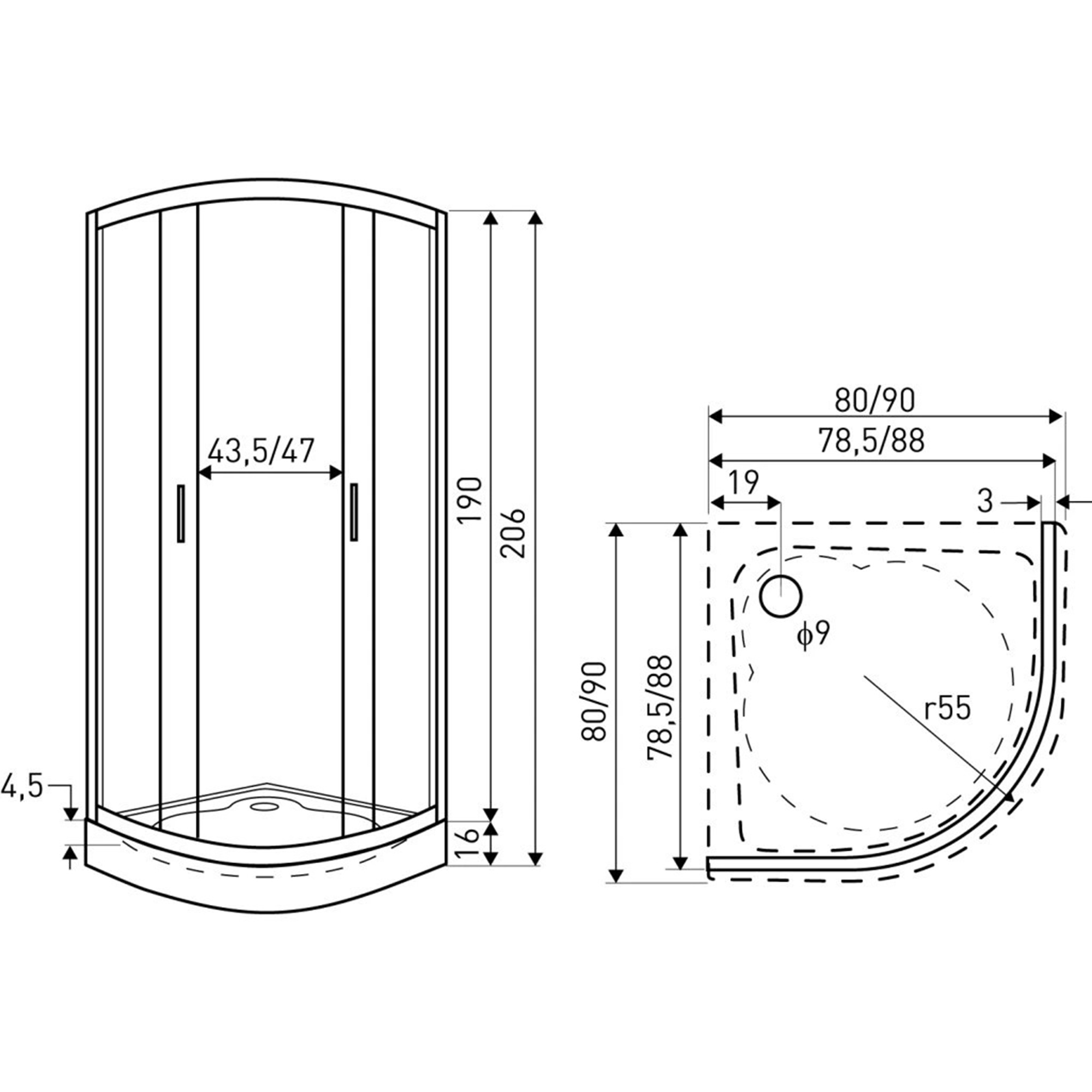 SHOWER 90X90 CURVO ELEGANT JOYTEK CUADROS MOSAICOS CON RECEPTÁCULO - 3