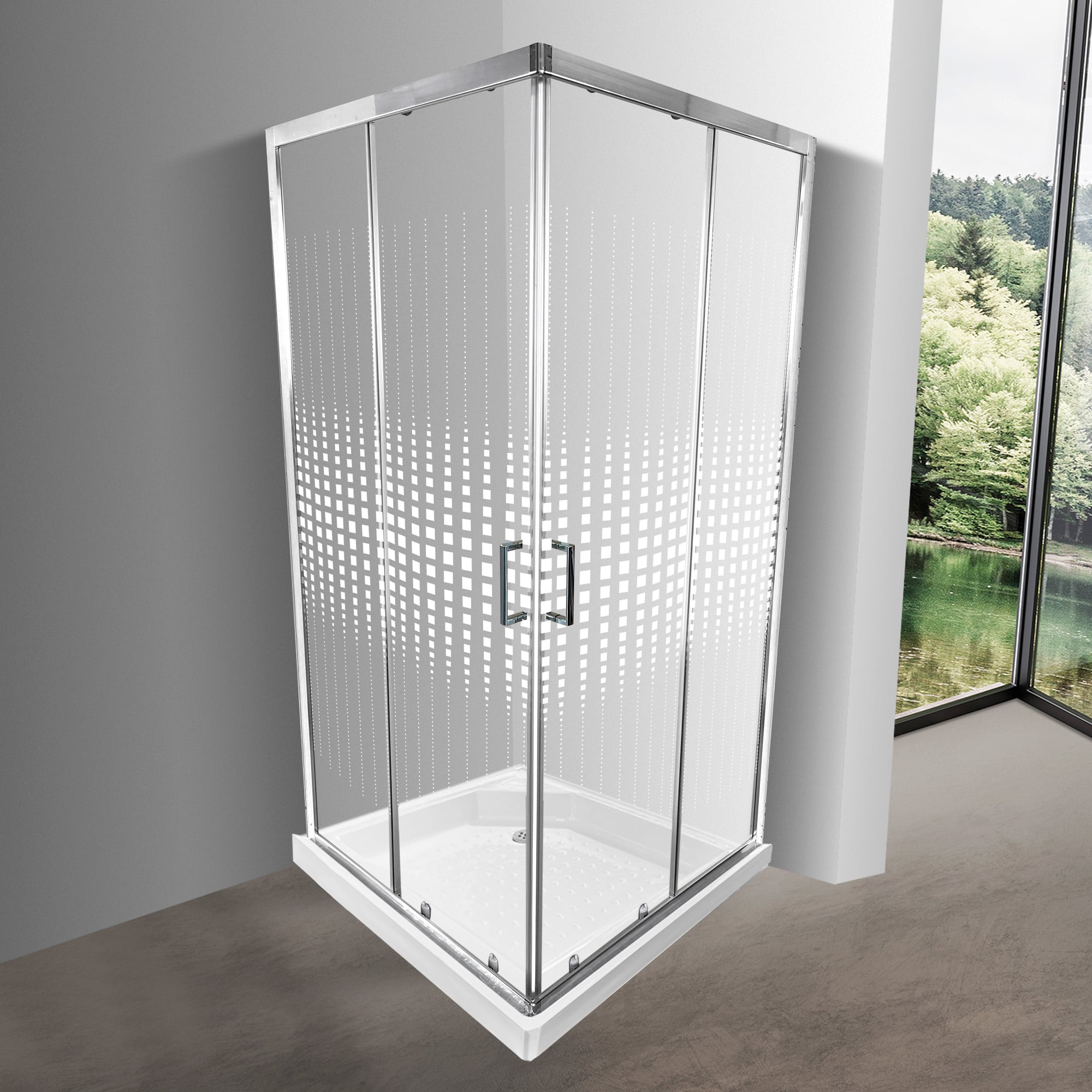 SHOWER DOOR ELEGANT JOYTEK CUADROS MOSAICOS CON RECEPTÁCULO 90X90 CM - 1