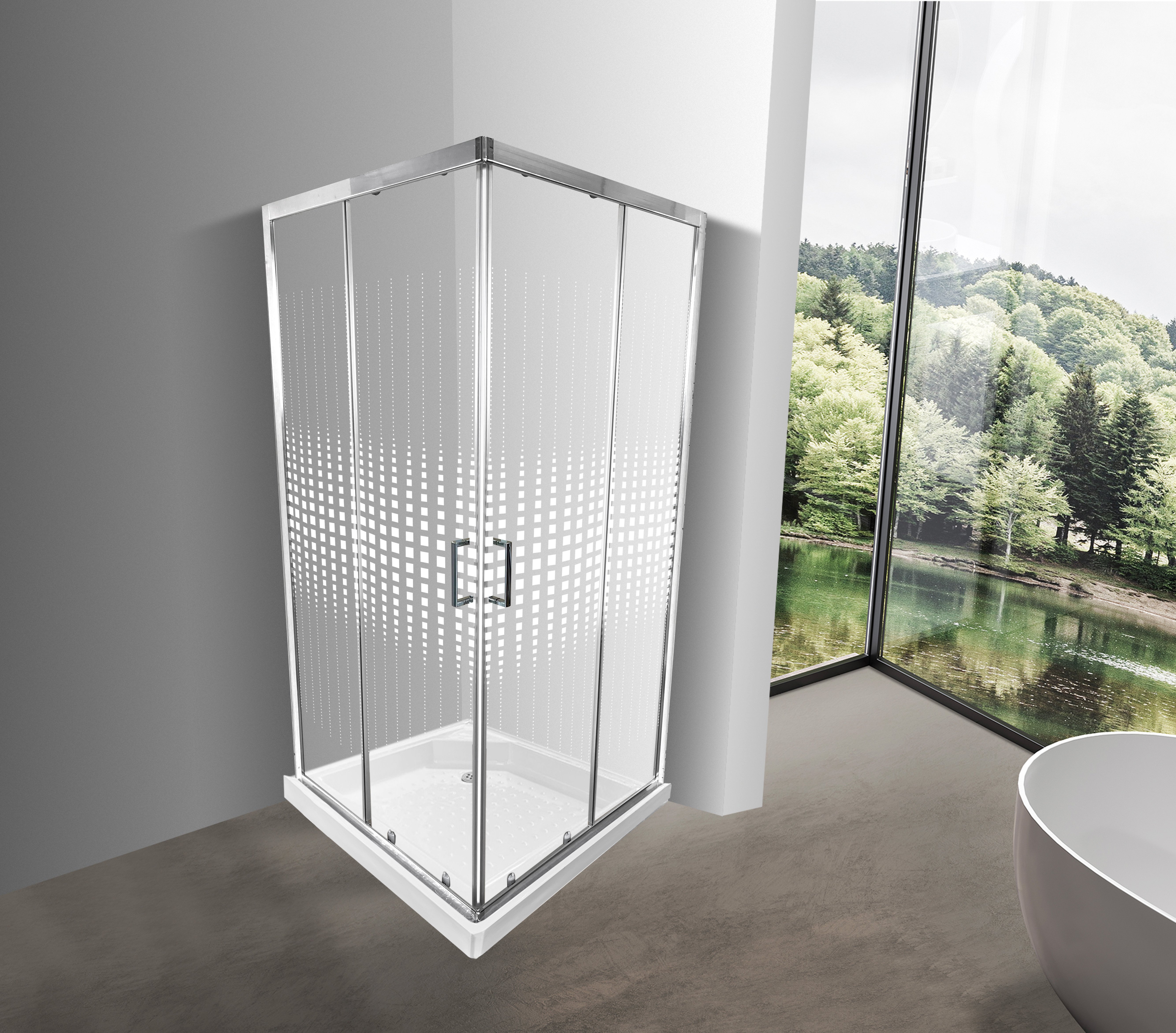 SHOWER DOOR ELEGANT JOYTEK CUADROS MOSAICOS CON RECEPTÁCULO 90X90 CM - 2