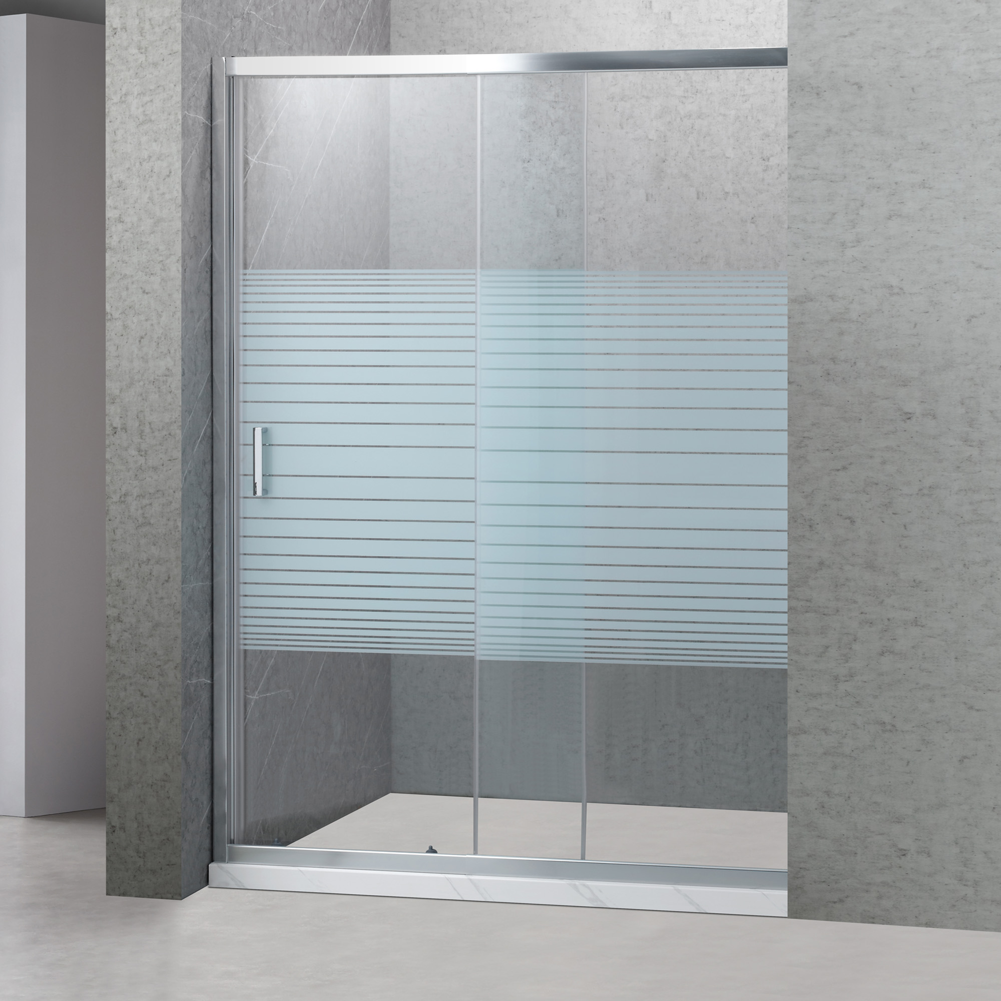 MAMPARA AJUSTABLE DE DUCHA 140-160 CM LÍNEAS BLANCAS - 1