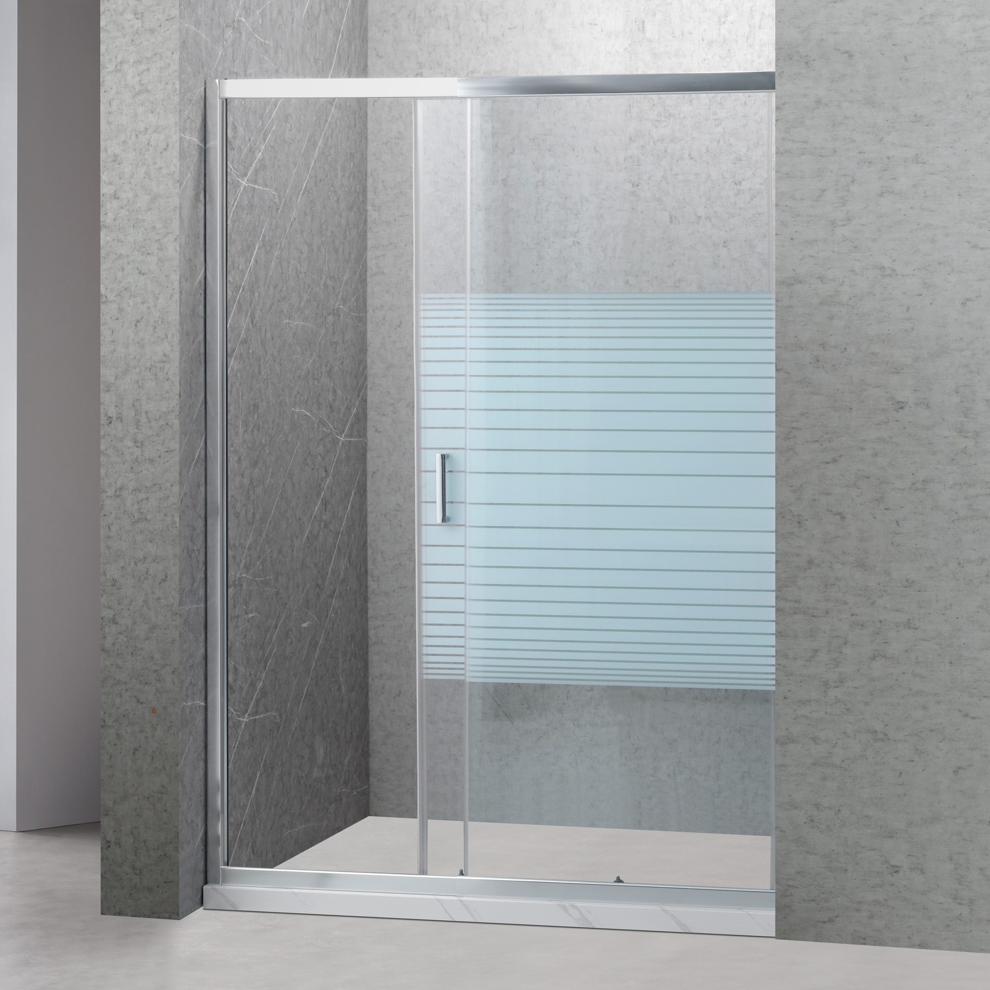 MAMPARA AJUSTABLE DE DUCHA 140-160 CM LÍNEAS BLANCAS - 2