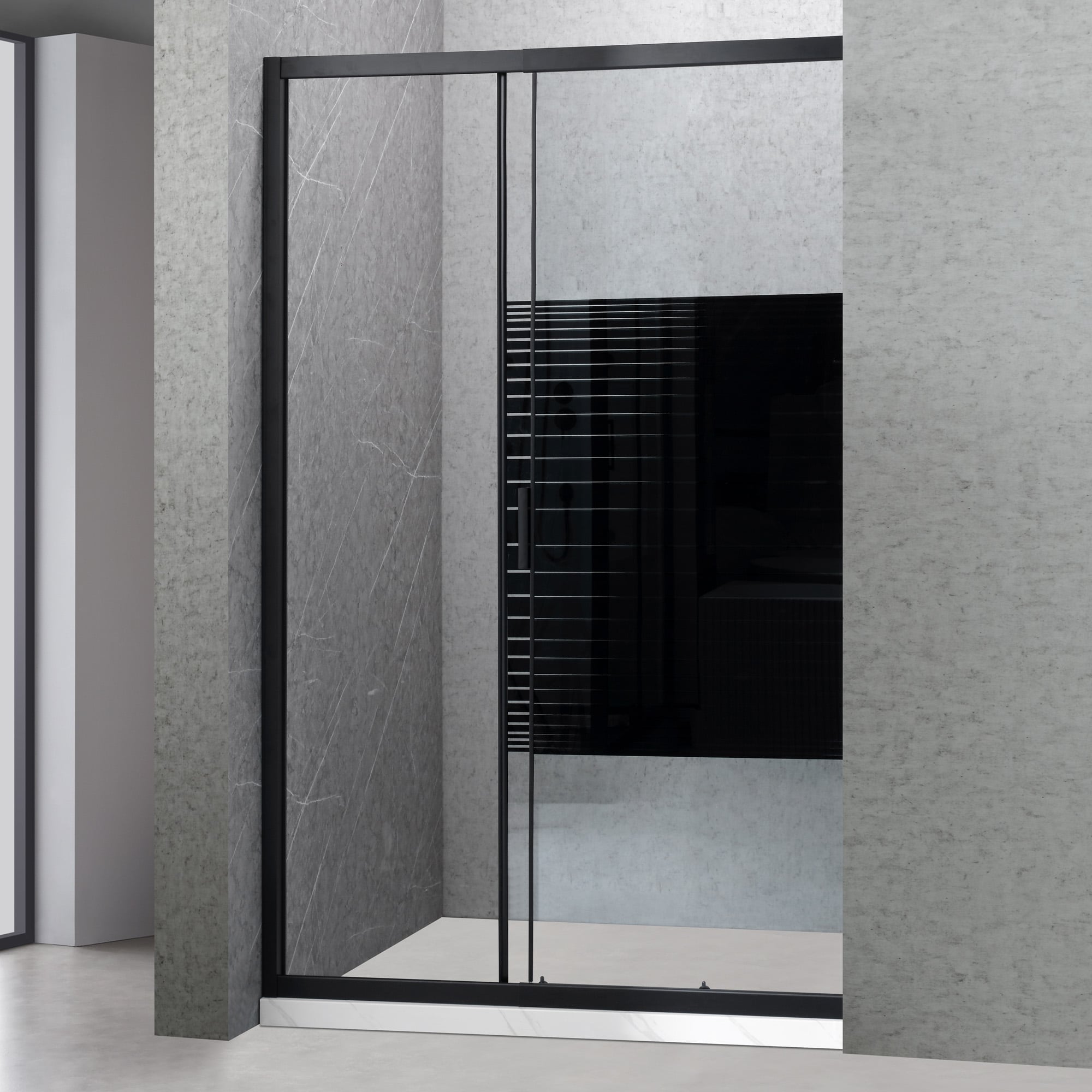 MAMPARA AJUSTABLE DE DUCHA 120-140 CM LÍNEAS NEGRAS - 2
