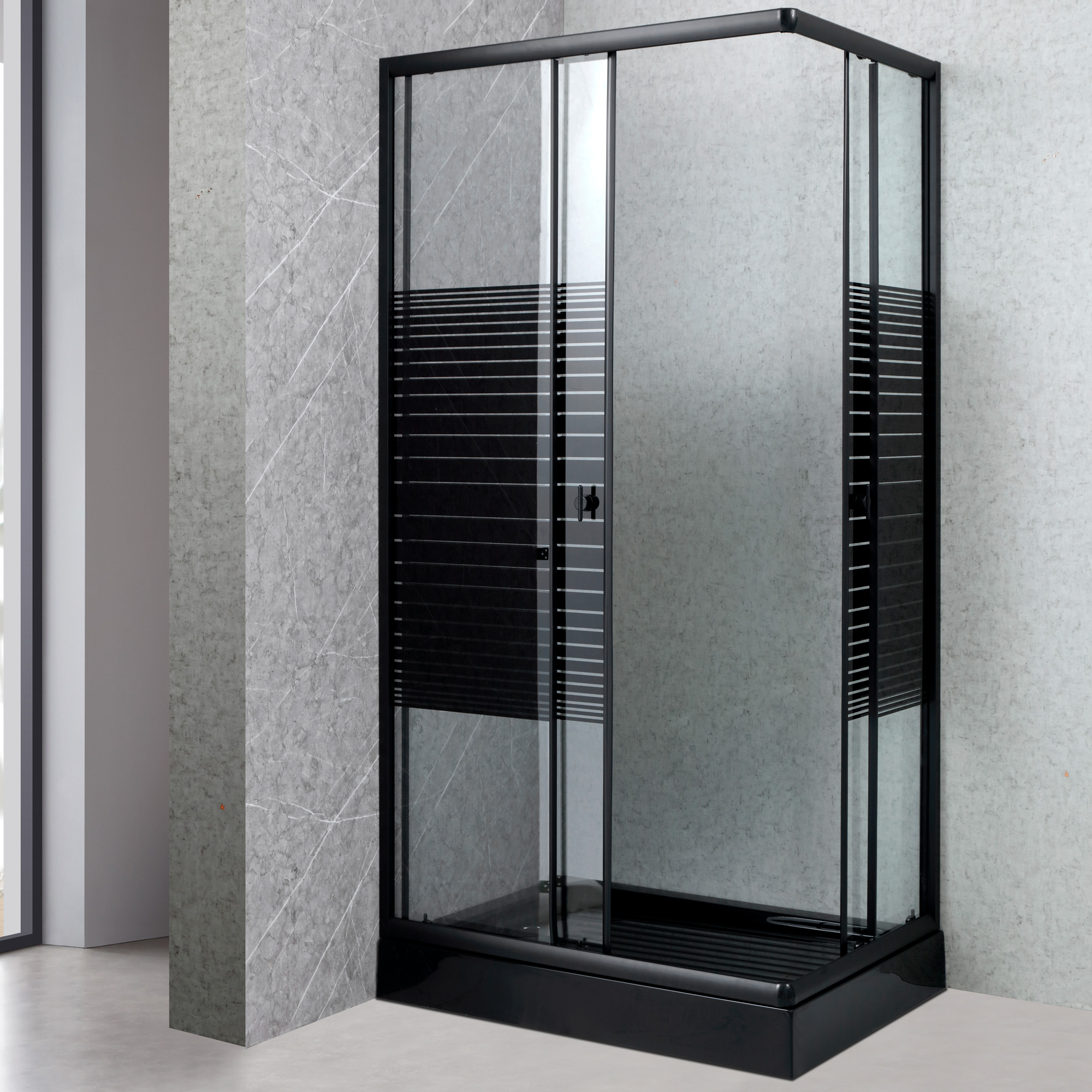 SHOWER RECTANGULAR STRAVA NEGRO 100X70CM - 2