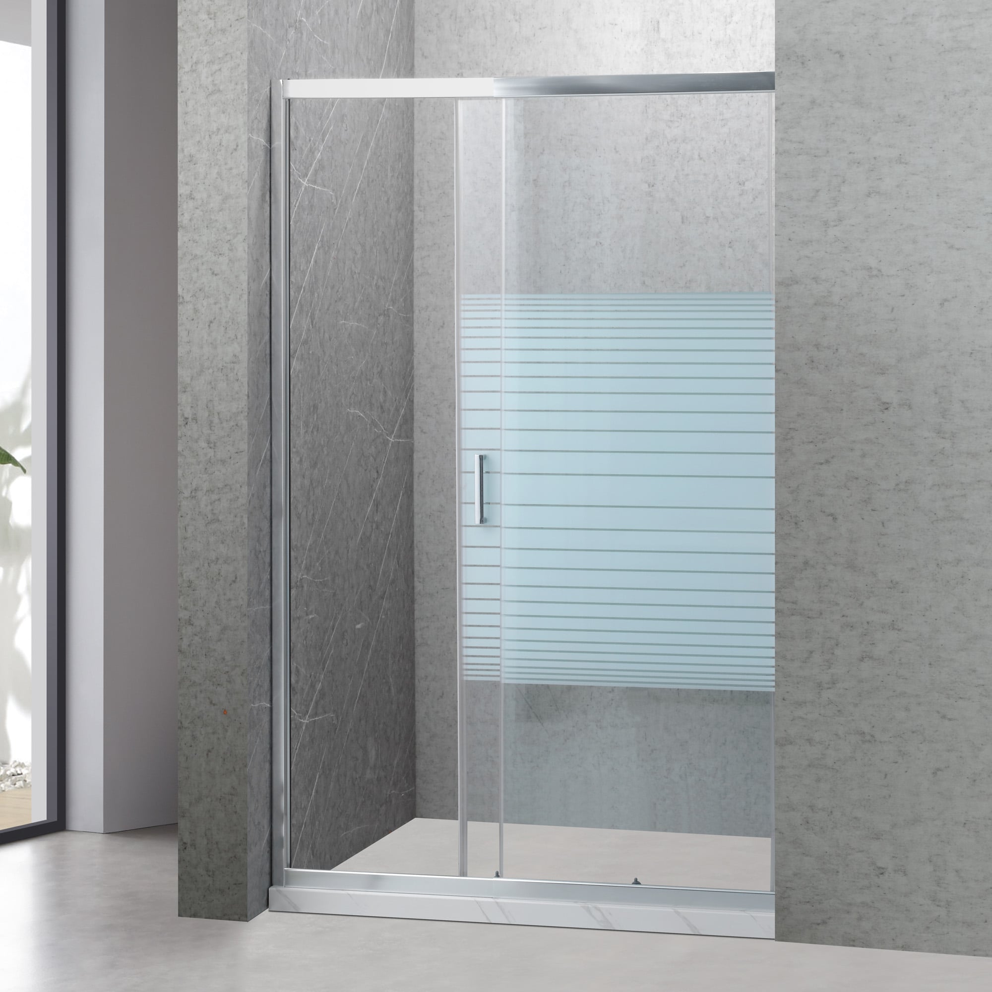 MAMPARA AJUSTABLE DE DUCHA 120-140 CM LÍNEAS BLANCAS - 2