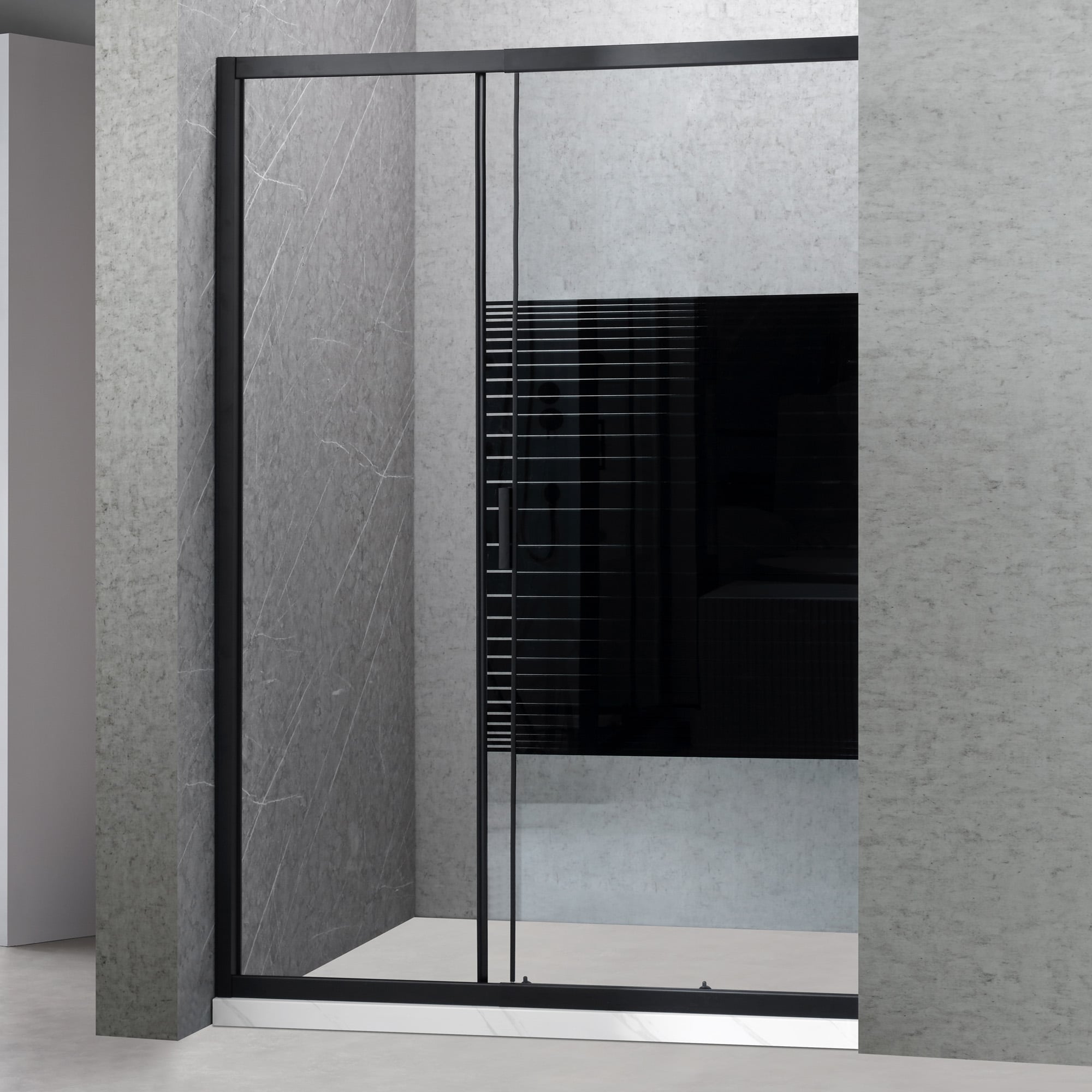 MAMPARA AJUSTABLE DE DUCHA 140-160 CM LÍNEAS NEGRAS - 2