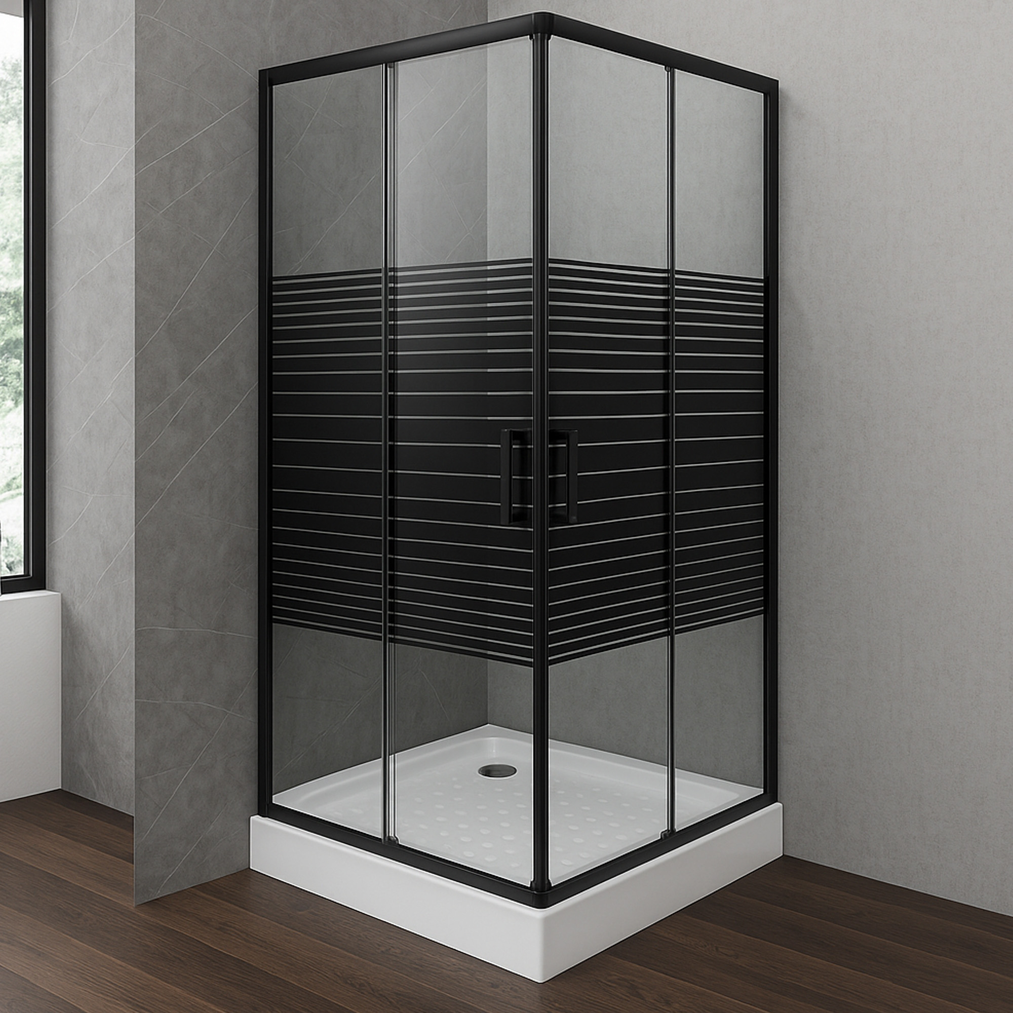 SHOWER RECTO STRAVA NEGRO 90X90CM