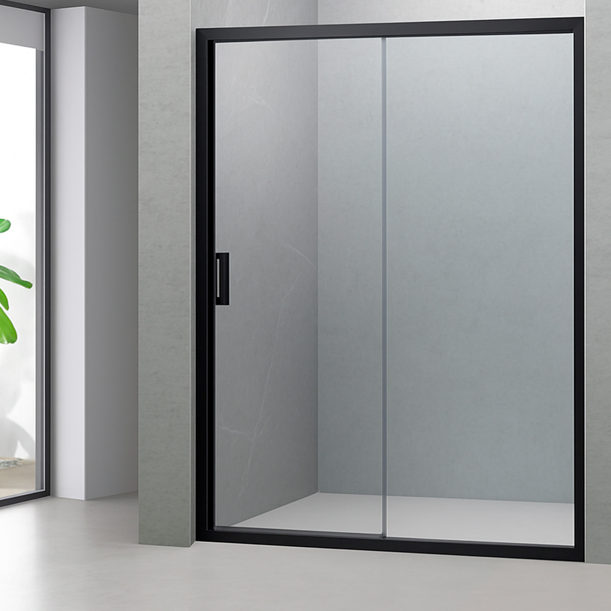 MAMPARA AJUSTABLE DE DUCHA LENS 160-180 CM TRANSPARENTE EN COLOR NEGRO - 6