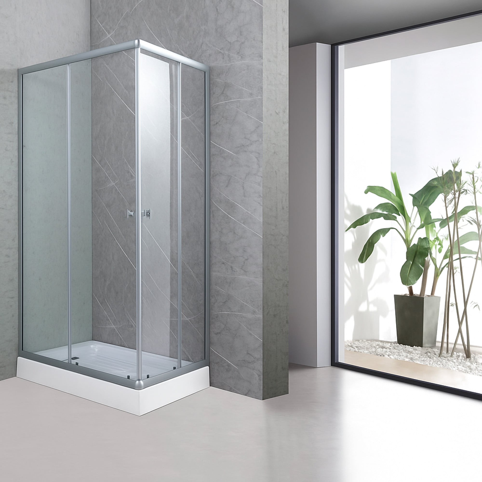 SHOWER RECTANGULAR LENS VIDRIOS TRANSPARENTES 100X80CM INCLUYE RECEPTÁCULO - 4