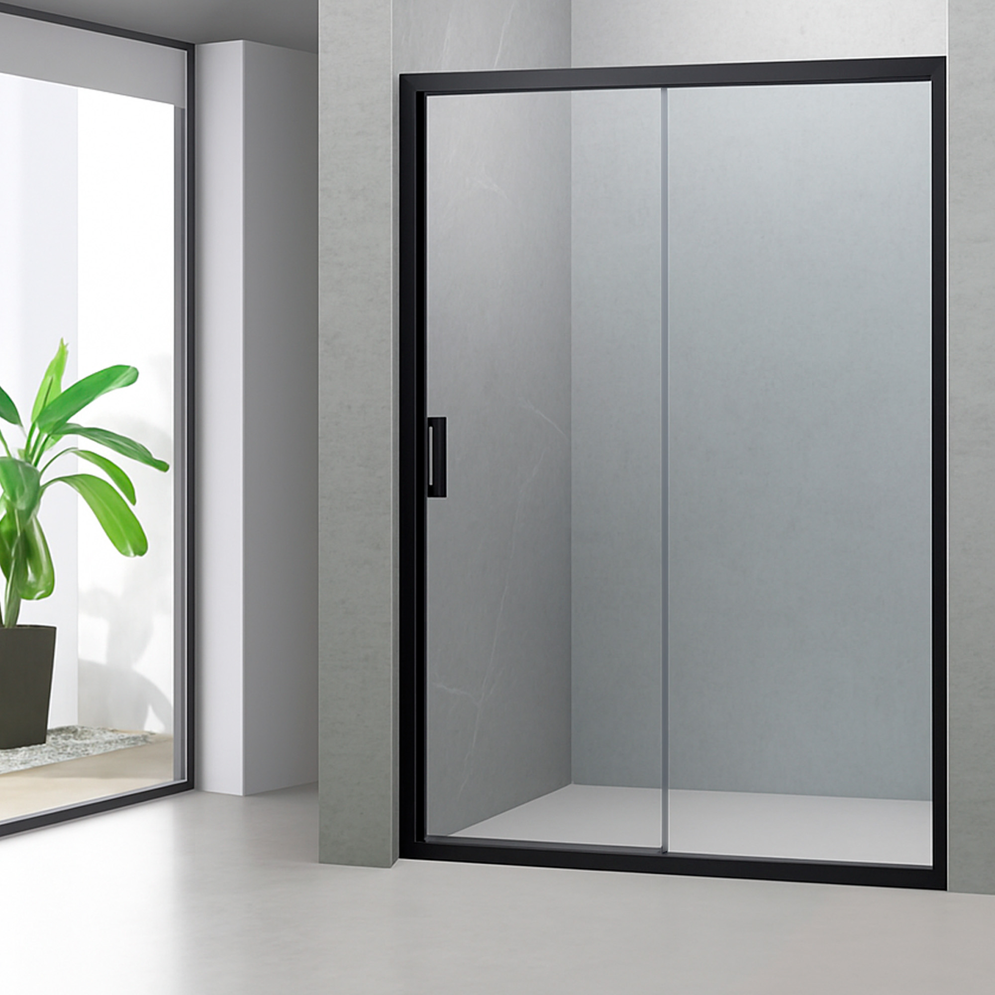 MAMPARA AJUSTABLE DE DUCHA LENS 140-160 CM TRANSPARENTE EN COLOR NEGRO - 6