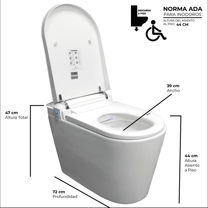 WC INODORO INTELIGENTE JOYTEK APERTURA/CIERRE ATOMATICO - DESCARGA A PISO 30 CM - 12