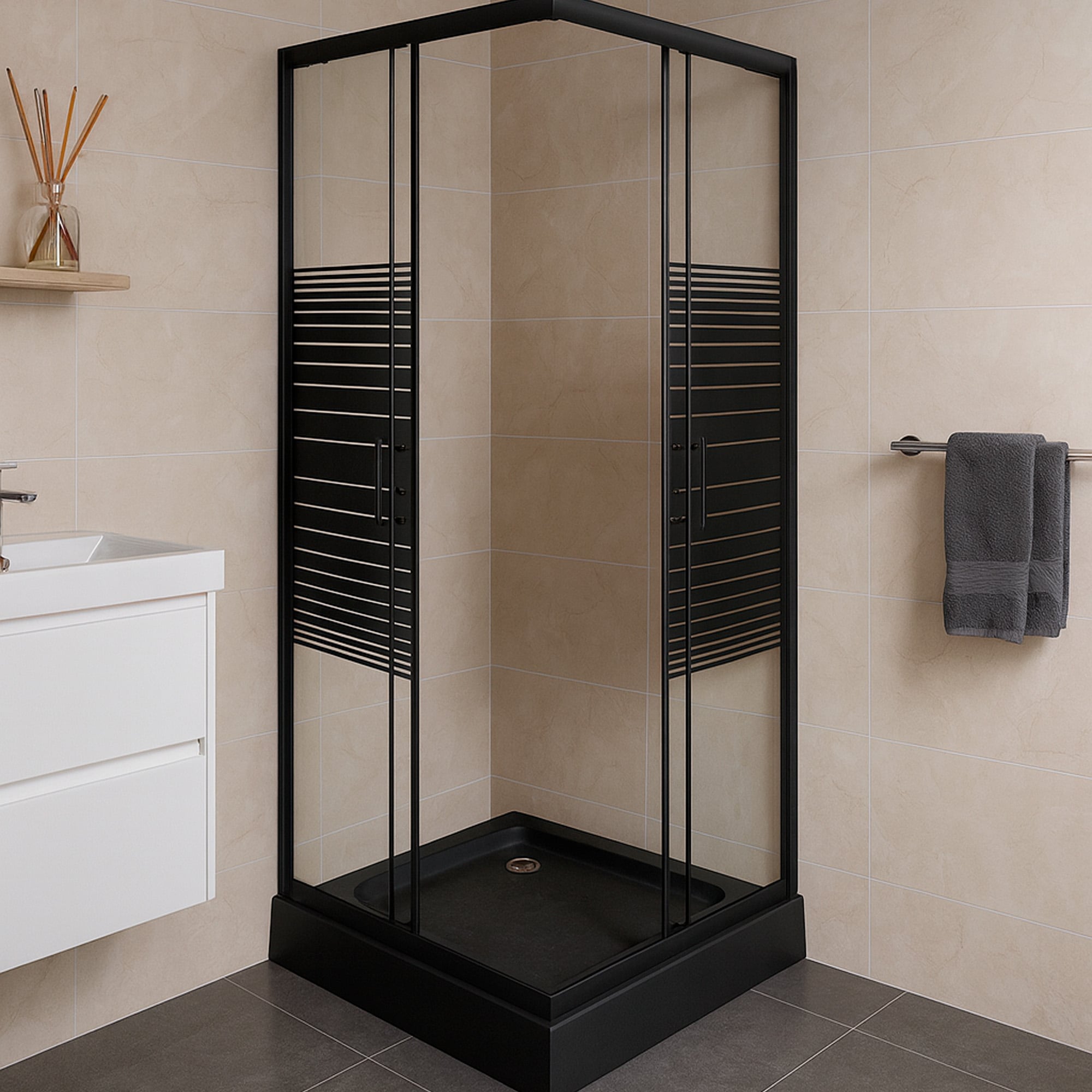 SHOWER RECTO STRAVA NEGRO 70X70X185CM - 2